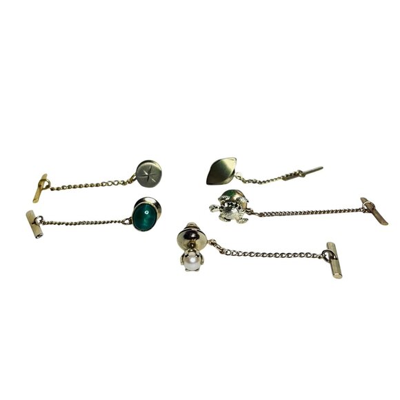 Lot Of 5 Vintage Tie Tacks With Chains & Pinbacks (6050) - Picture 1 of 4